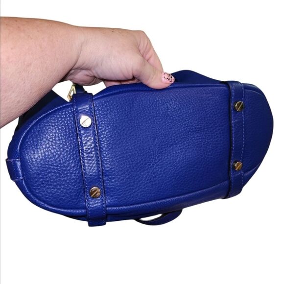 Michael Kors Blue Pebbled Leather Bedford Satchel - Picture 15 of 15